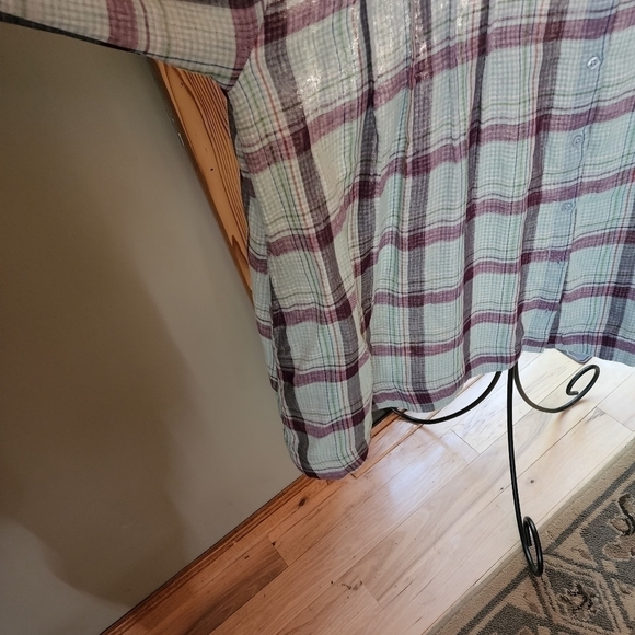 Elan Sz. L Long Sleeve Button Down Multicolored Oversized Shirt with Pocket - Picture 3 of 14